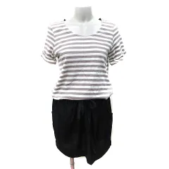 ブージュルード Bou Jeloud ワンピース ひざ丈 ドッキング  ボーダー 半袖 F マルチカラー /YI