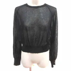 ディスコート Discoat ニット カットソー シアー 長袖 F 黒 ブラック /YK