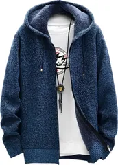 [エンプティオ] あったか フード アウター オシャレ ブルゾン 裏起毛 ジャケット ジャンパー アメカジ カーディガン 長袖 ミリタリー メンズ ファスナー パーカー ファッション ゆったり ブレザー キャンプ アウトドア ハイキング  [ネイビー] [M]