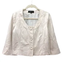 インディヴィ INDIVI ノーカラージャケット シングル 総裏地 38 M 白 オフホワイト /MN