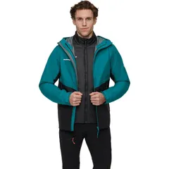 マムート メンズ アウター ジャケット・ブルゾン フーデッドジャケット Mammut Alto Light 3in1 HS Hooded Jacket Mens Deep TealBlack ブラックのサムネイル