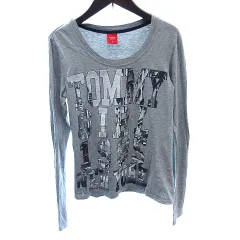 トミーガール tommy girl カットソー Tシャツ ロンT プリント 長袖 S グレー /AU
