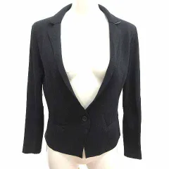 アイシービー iCB ニットジャケット テーラードカラー 長袖 S 黒 ブラック /YK