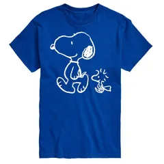 アニメキャラクター レディース トップス Tシャツ グラフィック Licensed Character Mens Peanutsnoopy Walk Graphic Tee Blue ブルー