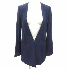 リエンダ rienda ノーカラージャケット ミドル丈 総裏地 M 紺 ネイビー /YK