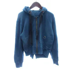 コムサイズム COMME CA ISM パーカー ジップアップ 裏ボア 長袖 9 M 青 ブルー /AU