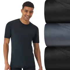 ヘインズ レディース トップス シャツ クルーネック メッシュ Mens Hanes Ultimate 3Pack Breathable Mesh Crewneck Undershirts Blackのサムネイル