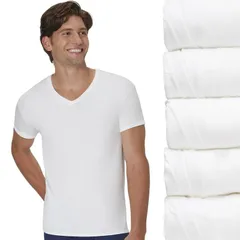 ヘインズ レディース トップス シャツ Vネック Mens Hanes Ultimate 5Pack ComfortSoft VNeck Undershirts White ホワイトのサムネイル