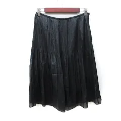 モザイク MOSAIQUE フレアスカート ミモレ ロング 11 L 黒 ブラック /YI