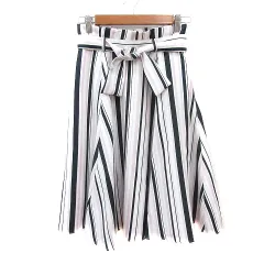 アプワイザーリッシェ Apuweiser-riche フレアスカート ミモレ ロング ストライプ 1 S 赤紫 パープル /MN