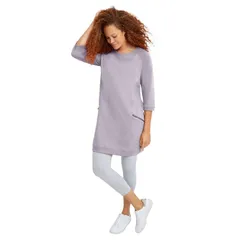 Ellos レディース トップス Tシャツ プラスサイズ パイル ellos Womens Plusize French Terry Zipocketunic Lilac Smoke スモーク