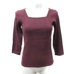 組曲sis クミキョクシス KUMIKYOKU SIS カットソー スクエアネック 七分袖 2 M 赤 ボルドー /YI