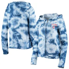 ニューエラ レディース トップス Tシャツ フリース パーカー Womens New Era Royal Chicago Cubs TieDye Fleece FullZip Hoodie Cublue ブルー