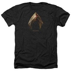 애니메이션 캐릭터 레이디스 탑스 티셔츠 로고 Licensed Character Justice League Movie Aquaman Logo Adult Heather Tshirt Black 블랙