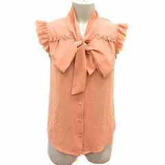 ミッシュマッシュ MISCH MASCH ブラウス ボウタイ レース フレンチスリーブ 38 M ベージュ /YK