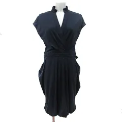 プラステ PLST ワンピース ひざ丈 フレンチスリーブ 2 M 紺 ネイビー /YI