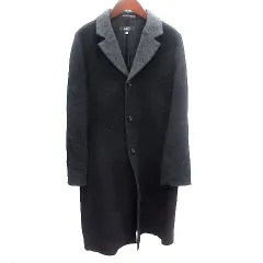 イネド INED チェスターコート ウール 2 M 黒 ブラック /AU