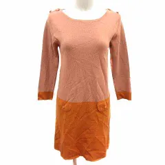 レッセパッセ LAISSE PASSE ワンピース ミニ ニット バイカラー 長袖 38 M 茶 キャメル 黄色 マスタード /YK