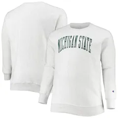チャンピオン レディース トップス Tシャツ クルーネック スウェットール フリース Mens Champion Ash Michigan State Spartans Big Tall Reverse Weave Fleece Crewneck Pullov