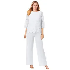 ジェシカロンドン レディース トップス ワンピース プラスサイズ レース ジャンプスーツ Jessica London Womens Plusize Popover Lace Jumpsuit White ホワイト