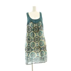 アンジー ANGIE 総柄ワンピース S 緑 グリーン 柄 マルチカラー 総柄 ノースリーブ Uネック /AG ■OS