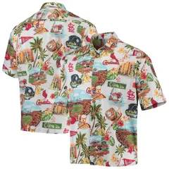 レインスプーナー レディース トップス Tシャツ ロゴ Mens Reyn Spooner White St Louis Cardinals Logo Scenic ButtonUp Shirt Crのサムネイル