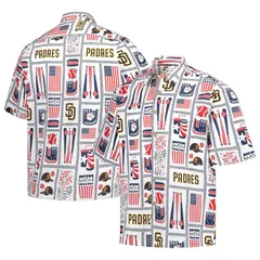 レインスプーナー レディース トップス Tシャツ Mens Reyn Spooner White San Diego Padres Americana ButtonUp Shirt Pad Whiteのサムネイル