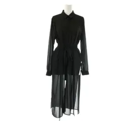 ザラウーマン ZARA WOMAN シアー シャツワンピース バックオープン EUR XS ブラック /CX ■OS