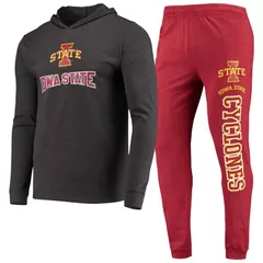 アンブランデッド レディース アンダーウェア ナイトウェア パンツ Tシャツ パーカー Unbranded Mens Conceptsport CardinalCharcoal Iowa State Cyclones Meter Long Sleeve Hoo