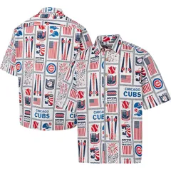 レインスプーナー レディース トップス Tシャツ Mens Reyn Spooner White Chicago Cubs Americana ButtonUp Shirt Cub White ホワイのサムネイル