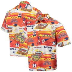 レインスプーナー レディース トップス Tシャツ Mens Reyn Spooner Orange Houston Astroscenic ButtonUp Shirt Ast Orange オレンジのサムネイル