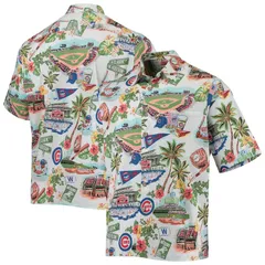 レインスプーナー レディース トップス Tシャツ Mens Reyn Spooner White Chicago Cubscenic ButtonUp Shirt Cub White ホワイトのサムネイル