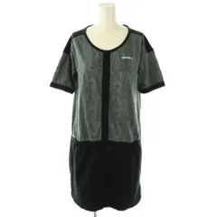 アディダス adidas 半袖ワンピース ミニ バイカラー M グレー 黒 ブラック /AT ■OS