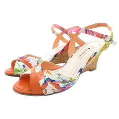 ダイアナ DIANA ウェッジソールサンダル ヒール ストラップ 花柄 23cm オレンジ /GV