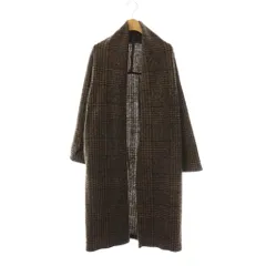 シップス SHIPS イタリアンチェックロング羽織り カーディガン ニット ブラウン /HK ■OS