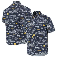 レインスプーナー レディース トップス Tシャツ ダウン Mens Reyn Spooner Navy Michigan Wolverines Classic ButtonDown Shirt Micのサムネイル
