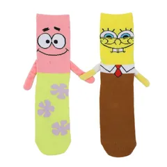 アニメキャラクター レディース アンダーウェア 靴下 Licensed Character WomenspongeBob Patrick 3D Magnetic Hand Crew Sockspongebob Patrick