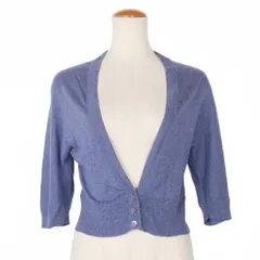 マックスマーラ ウィークエンドライン MAX MARA WEEKEND LINE Vネック 七分袖 ニットカーディガン ショート丈 M 青 ブルー
