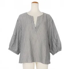 デプレ DES PRES トゥモローランド プルオーバーシャツ ブラウス スキッパー 七分袖 ストライプ サイズ36 グレー