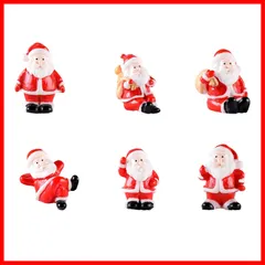 ミニチュア 置物 6個セット サンタクロース ミニ クリスマスオーナメント 可愛い 樹脂 クリスマス クリスマス 飾り 置き物 卓上 盆栽 鉢植え 園芸 窓 装飾 DIY 手芸用品 クリスマスプレゼント (サンタクロース)