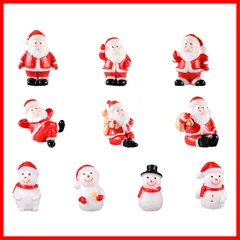 卓上 置物 盆栽 置物 飾り 鉢植え クリスマス 園芸 クリスマス クリスマス 小道具 オーナメント ミニ 装飾 雪だるま クリスマスプレゼント サンタ 樹脂 手芸用品 可愛い 10個セット (赤+白) ミニチュア