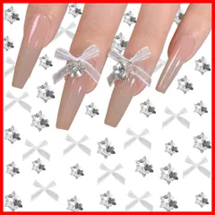 ジュエリーパーツ ネイルアート 蝶結び スノーフレーク キラキラ ネイルパーツ 手芸 ネイルパーツ クリスマス リボン リボン 白 デコパーツ ネイルストーン 雪の結晶 立体 3D 90個セット