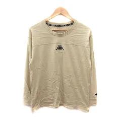 カッパ kappa Tシャツ カットソー クルーネック 刺繍 長袖 M ベージュ 黒 ブラック /MS