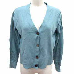 オペークドットクリップ OPAQUE.CLIP カーディガン ニット Vネック 長袖 36 S 青緑 ブルー グリーン /YK