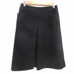 アンケート en quete 台形スカート ひざ丈 ワンボックス ウール 9 M 黒 ブラック /YK