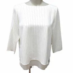 B&Y ユナイテッドアローズ BEAUTY&YOUTH ビューティー&ユース ブラウス フェイクレイヤード シフォン ストライプ 七分袖 白 ホワイト /YK