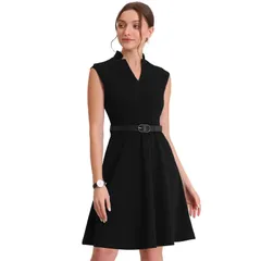 アレグラ ケー レディース トップス ワンピース ノースリーブ ALLEGRA K Elegant Dress For Womensplit Neck Wear To Work Sleeveless Dresses Black ブラック