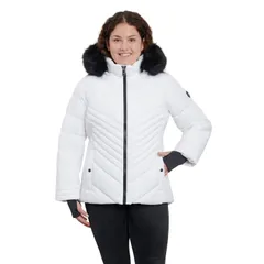 ロンドンフォグ レディース アウター ジャケット・ブルゾン プラスサイズ Plusize London Fog FauxFur Hood Active Puffer Jacket White ホワイトのサムネイル