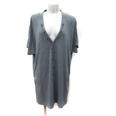 ビームスハート BEAMS HEART ワンピース ひざ丈 半袖 ビジュー グレー /YI