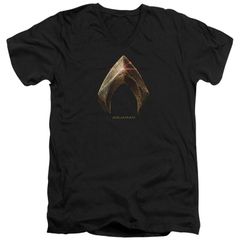 애니메이션 캐릭터 레이디스 탑스 T셔츠 로고 Licensed Character Justice League Movie Aquaman Logo Short Sleeve Tshirt Black 블랙